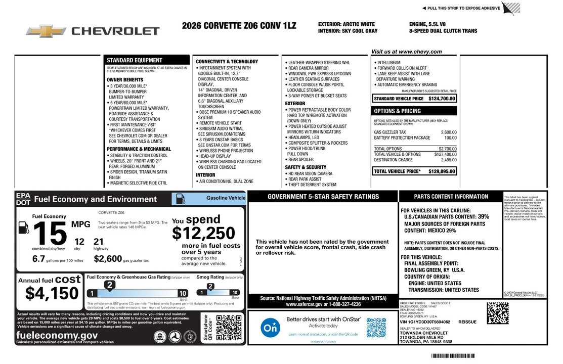 2026 Chevrolet Corvette C8 Z06 - Image 14 of 14