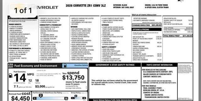 2026 Chevrolet Corvette ZR1