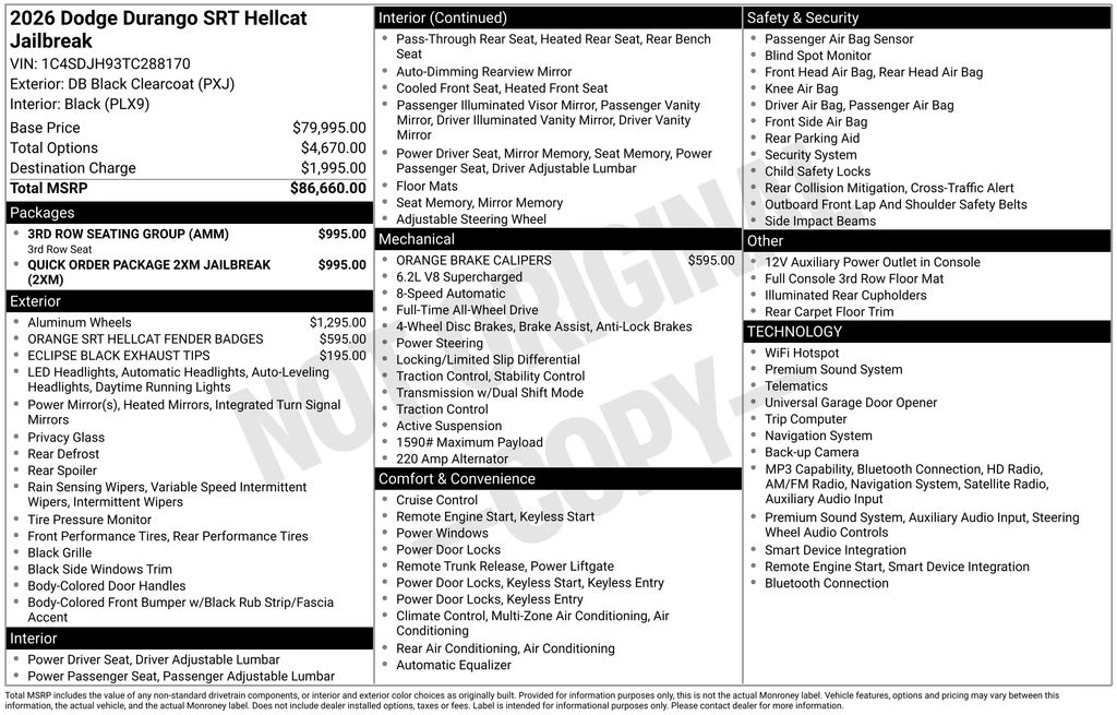 2026 Dodge Durango SRT Hellcat 3rd Gen - Image 16 of 16