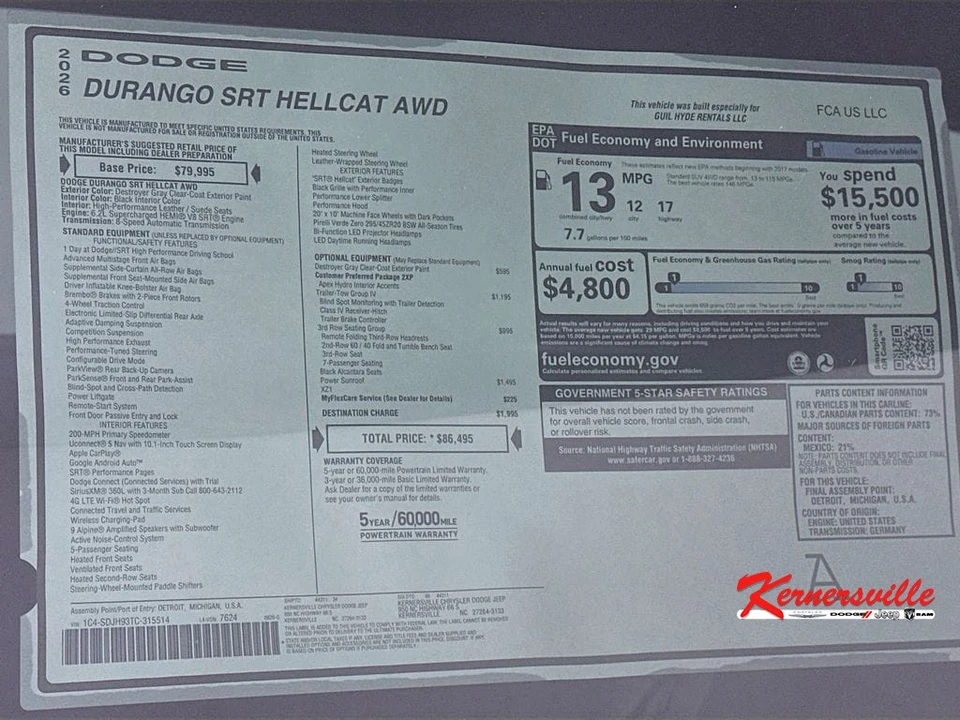2026 Dodge Durango SRT Hellcat 3rd Gen - Image 21 of 23