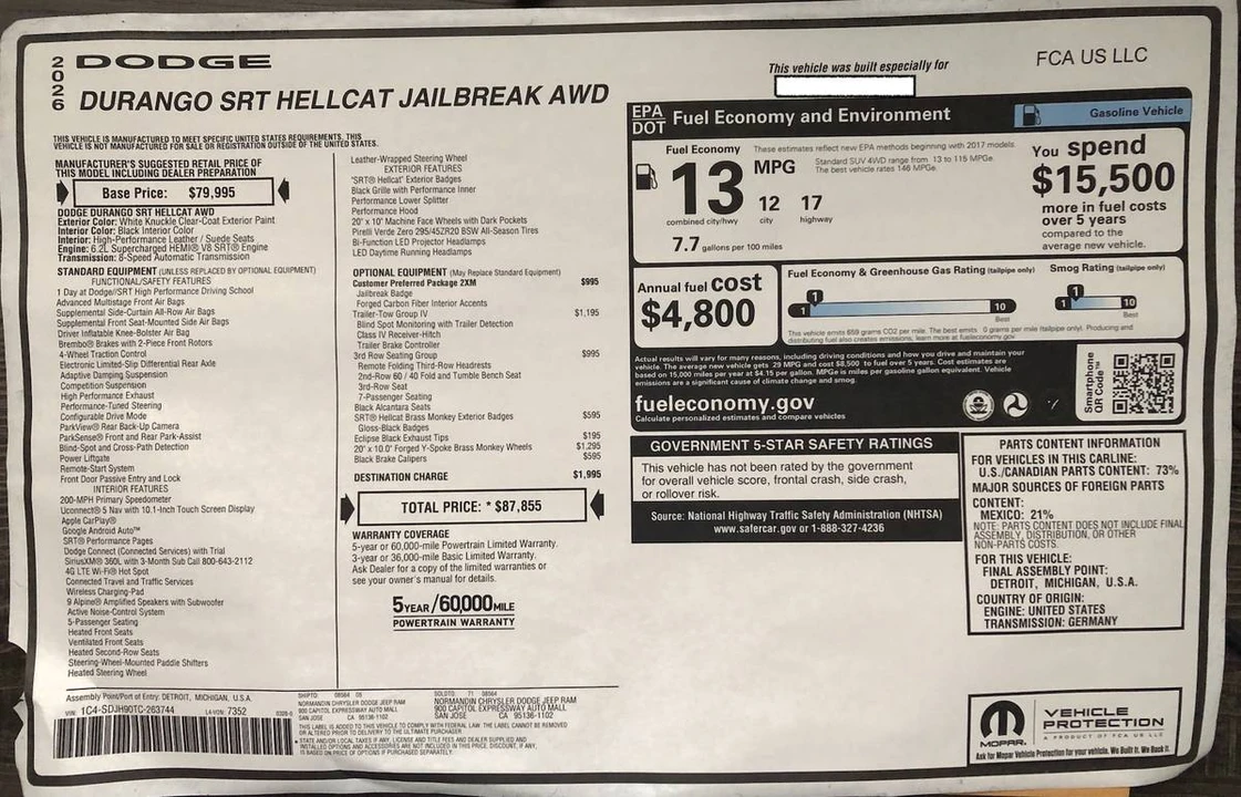 2026 Dodge Durango SRT Hellcat 3rd Gen - Image 18 of 18