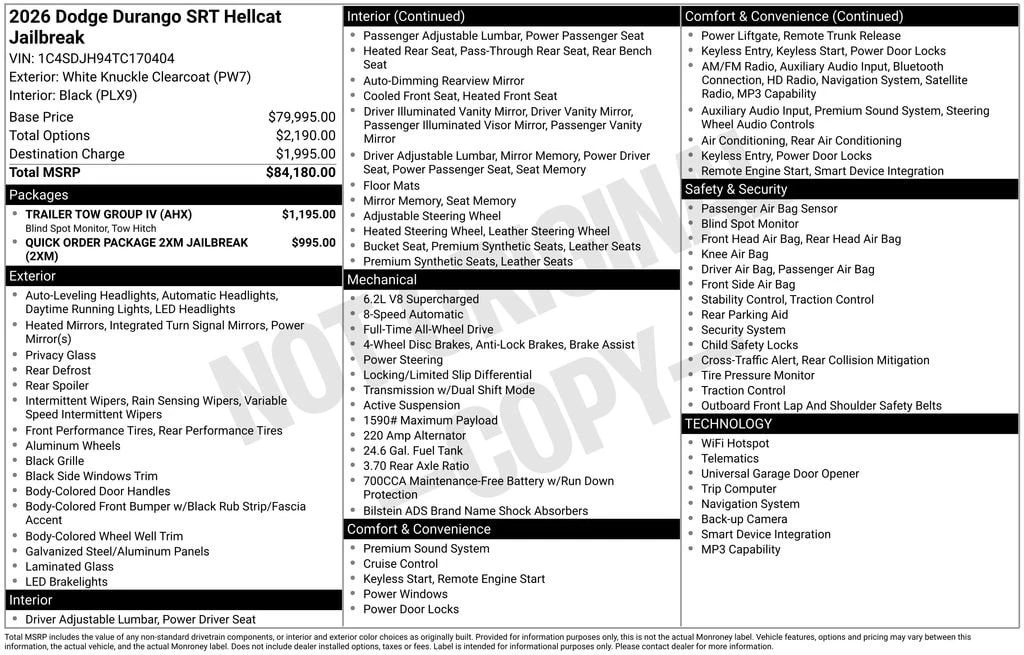 2026 Dodge Durango SRT Hellcat 3rd Gen - Image 9 of 31