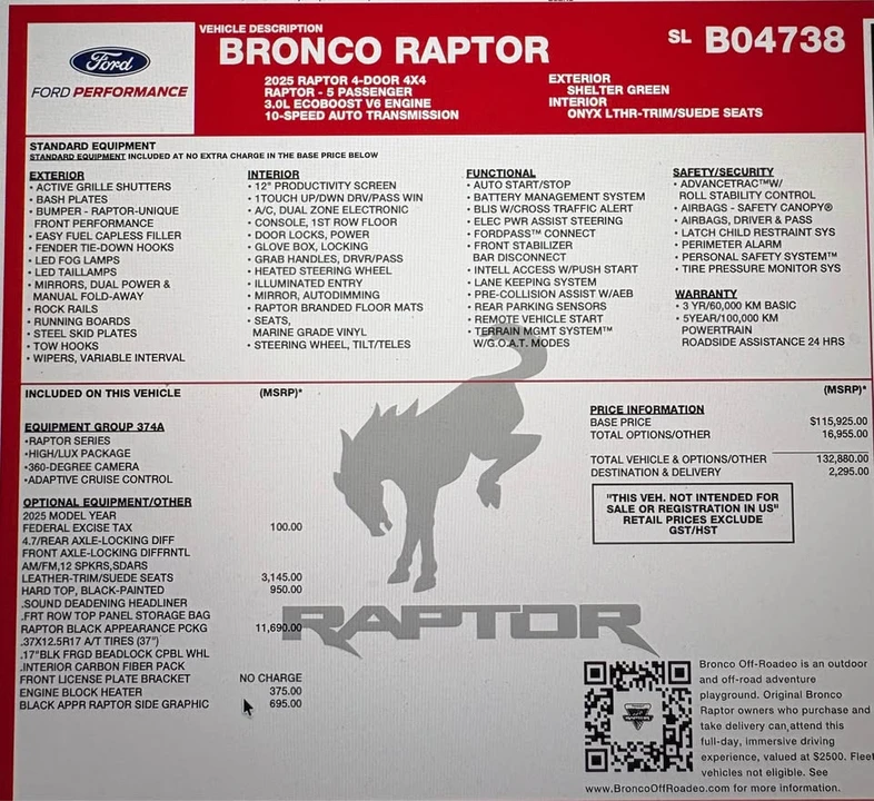 2026 Ford Bronco Raptor 6th Gen - Image 17 of 17