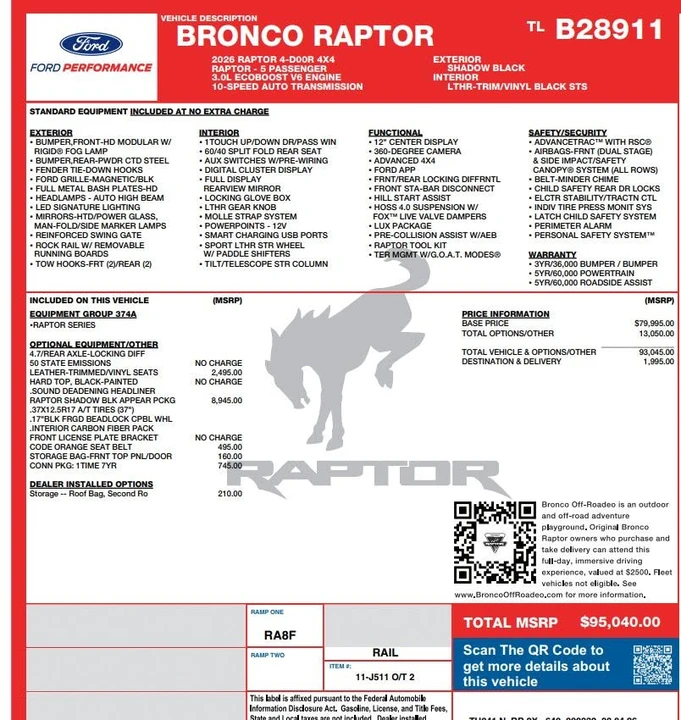 2026 Ford Bronco Raptor 6th Gen - Image 7 of 7