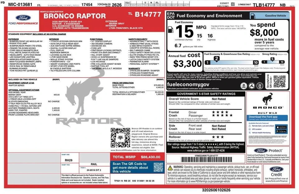 2026 Ford Bronco Raptor 6th Gen - Image 20 of 20