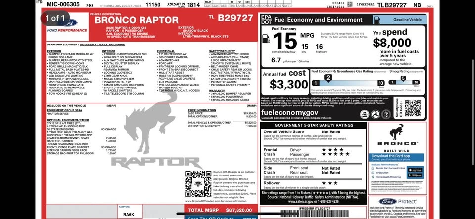 2026 Ford Bronco Raptor 6th Gen - Image 5 of 5