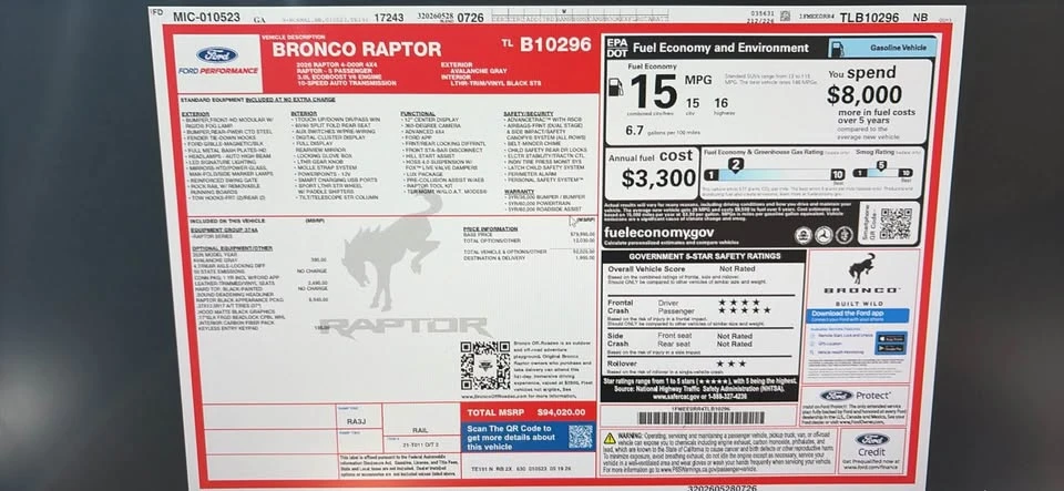 2026 Ford Bronco Raptor 6th Gen - Image 11 of 11