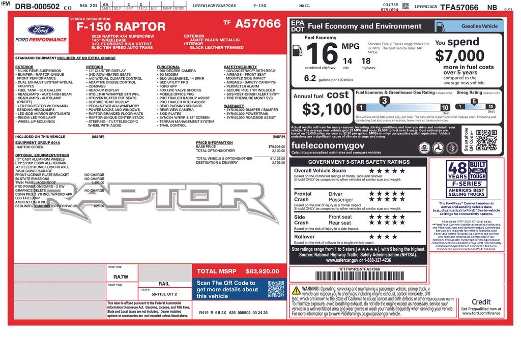 2026 Ford F-150 Raptor 14th Gen - Image 30 of 31