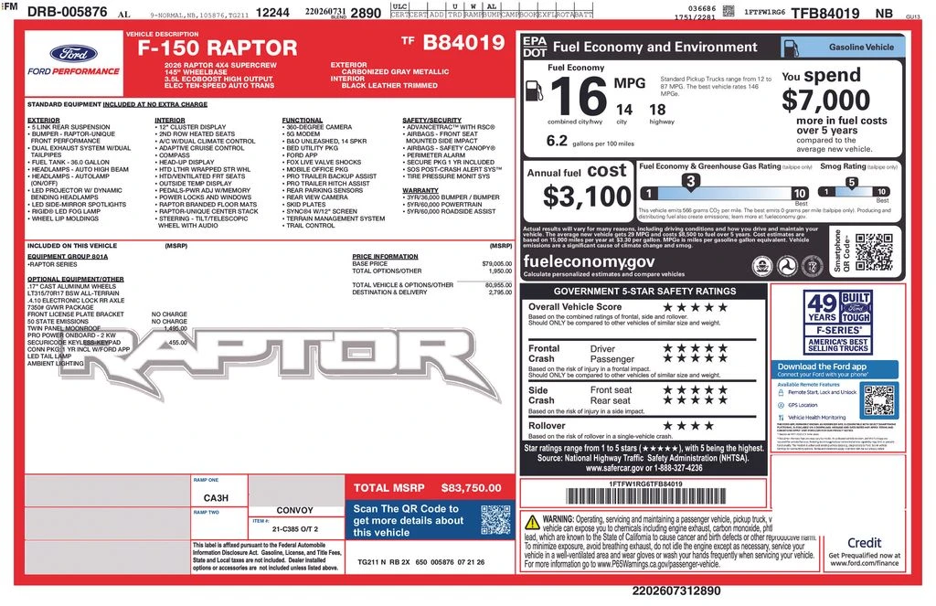 2026 Ford F-150 Raptor 14th Gen - Image 14 of 14