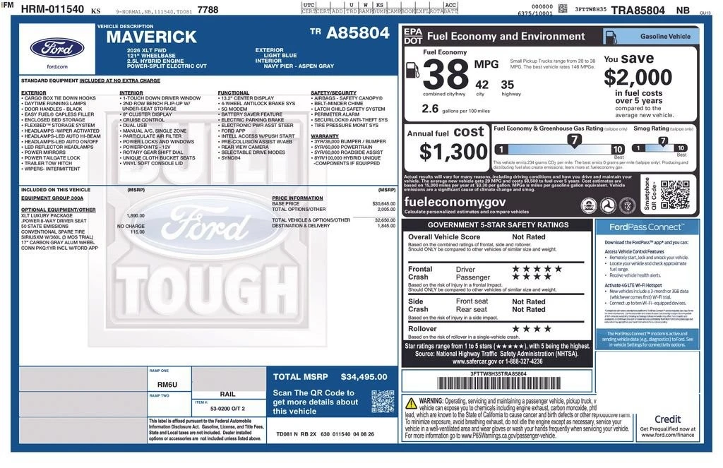 2026 Ford Maverick - Image 2 of 2