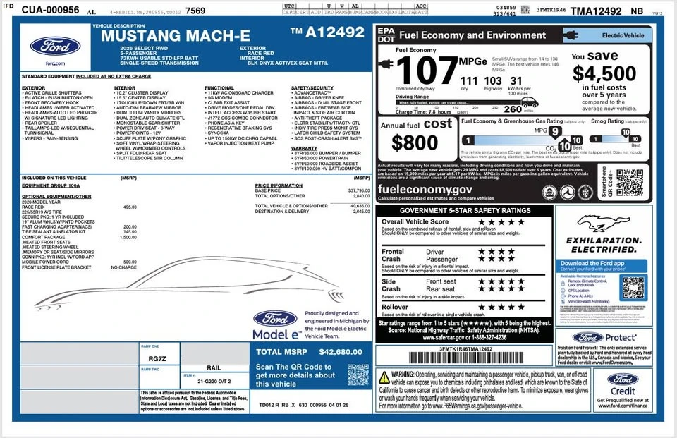 2026 Ford Mustang Mach-E - Image 16 of 16