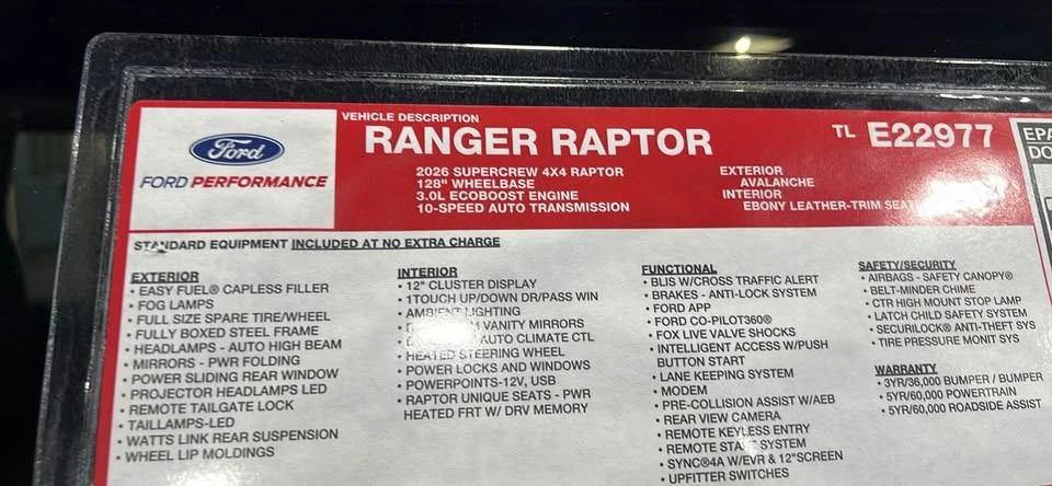 2026 Ford Ranger Raptor 5th Gen - Image 12 of 13