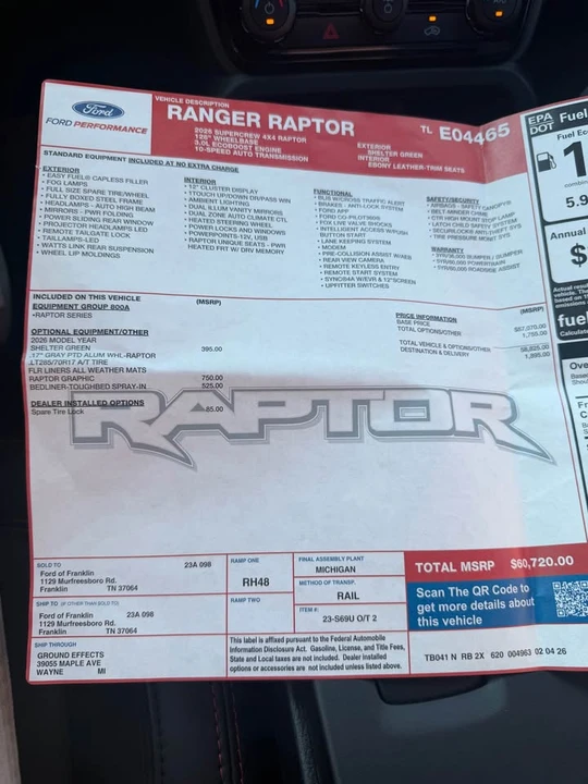 2026 Ford Ranger Raptor 5th Gen - Image 14 of 14