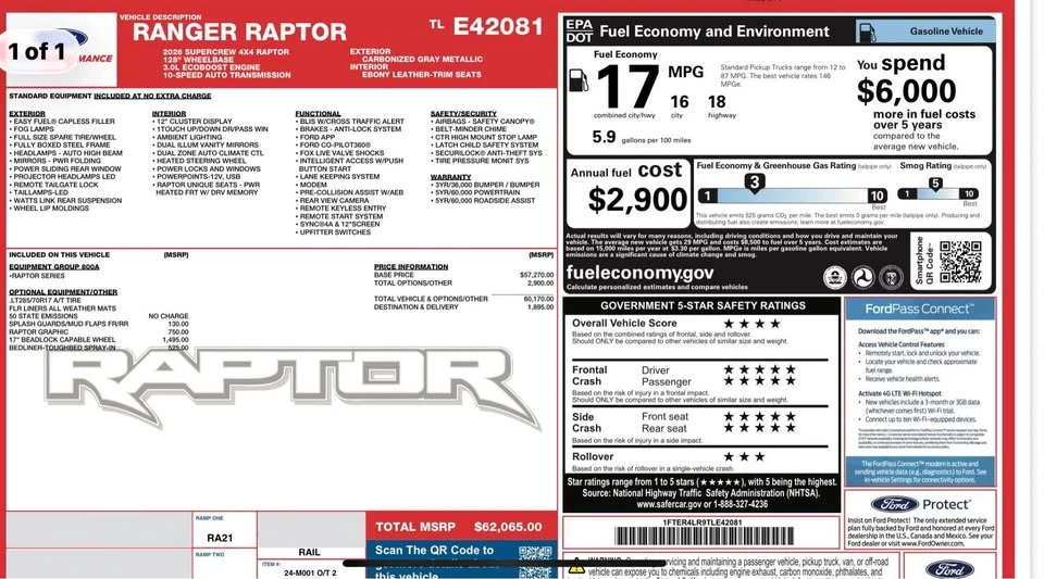 2026 Ford Ranger Raptor 5th Gen - Image 13 of 13