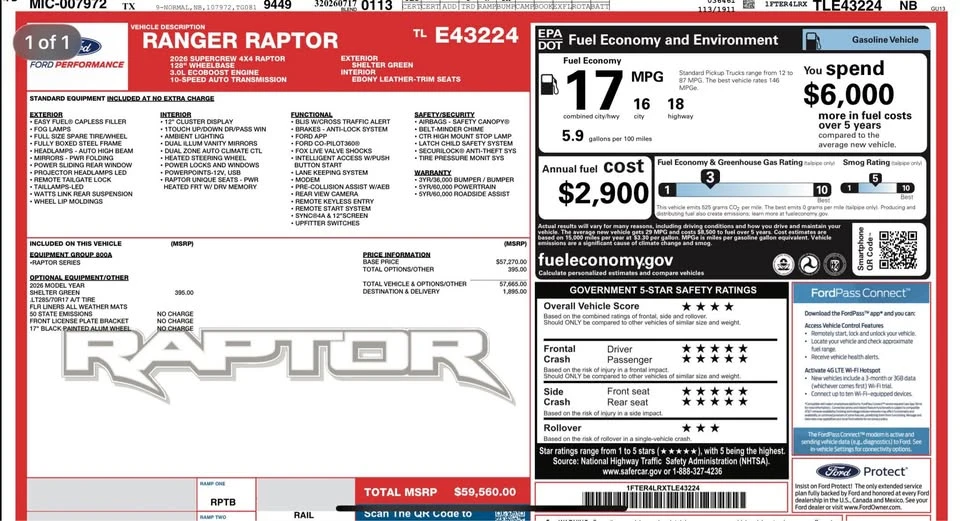 2026 Ford Ranger Raptor 5th Gen - Image 13 of 13