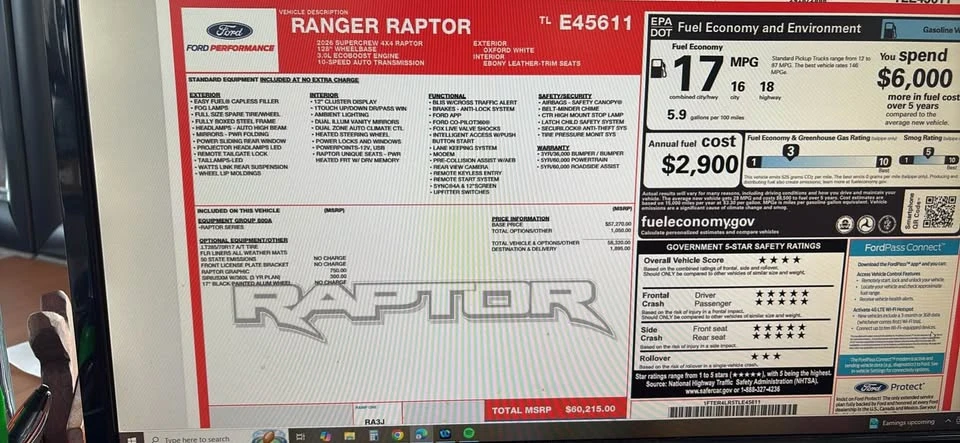 2026 Ford Ranger Raptor 5th Gen - Image 11 of 11