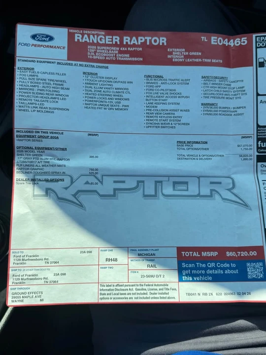2026 Ford Ranger Raptor 5th Gen - Image 20 of 20