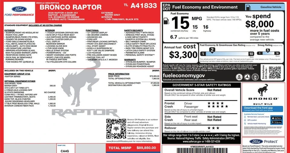 2026 Ford Bronco Raptor 6th Gen - Image 8 of 8