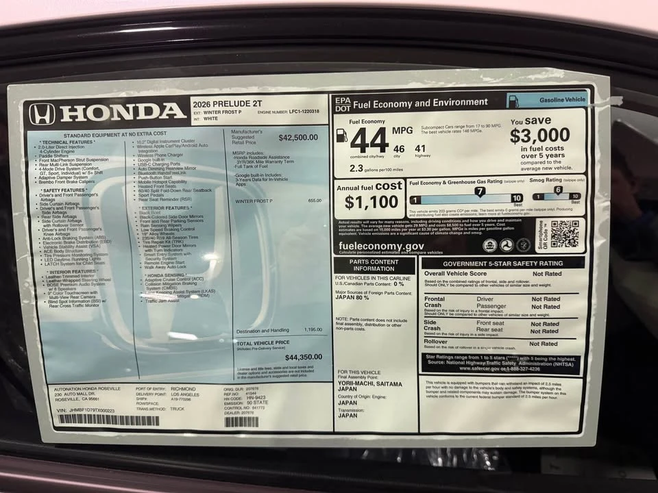 2026 Honda Prelude - Image 6 of 6