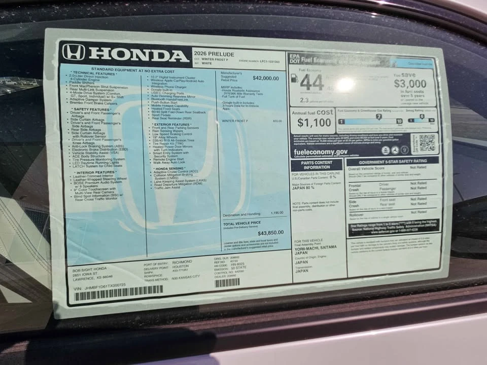 2026 Honda Prelude - Image 6 of 6