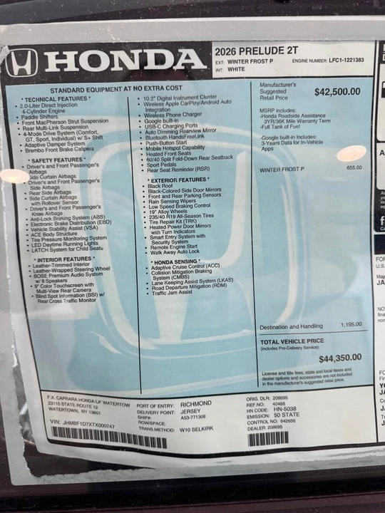 2026 Honda Prelude - Image 7 of 8