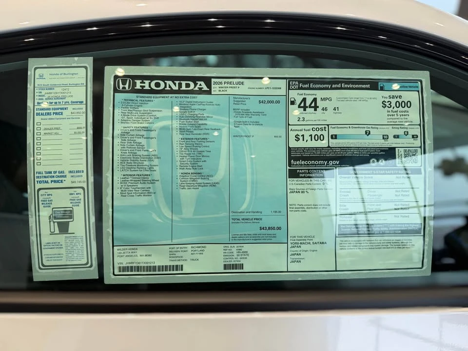 2026 Honda Prelude - Image 3 of 16
