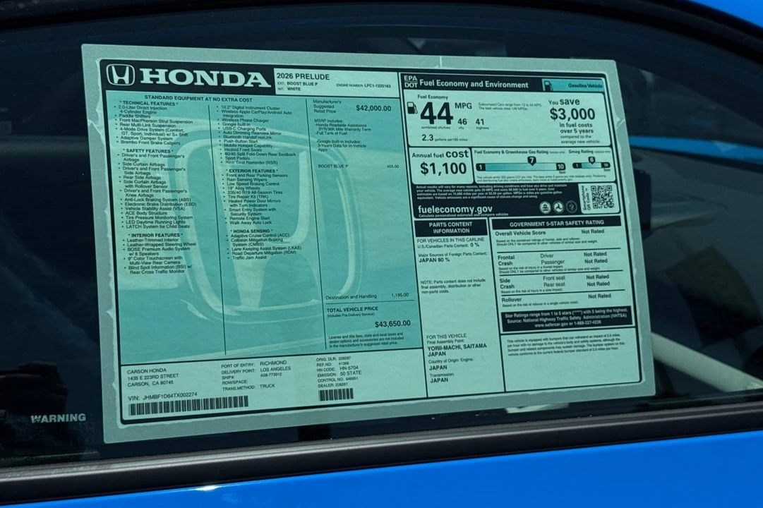 2026 Honda Prelude - Image 29 of 29