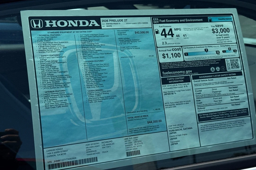2026 Honda Prelude - Image 31 of 31