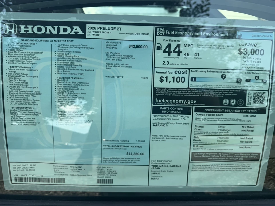 2026 Honda Prelude - Image 4 of 6