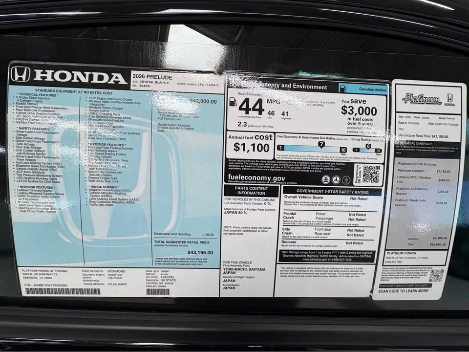 2026 Honda Prelude - Image 4 of 10
