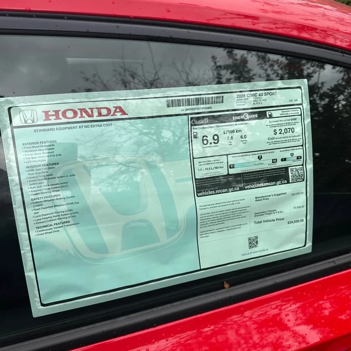 2026 Honda Civic 11th Gen - Image 3 of 3