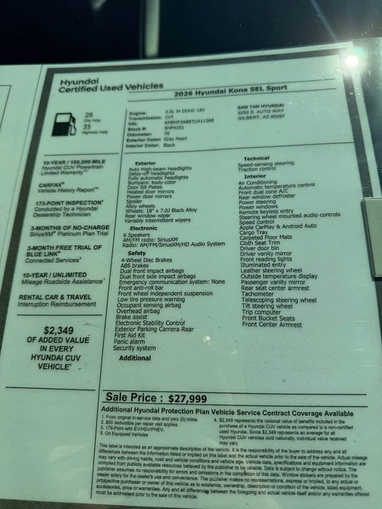 2026 Hyundai Kona - Image 10 of 10