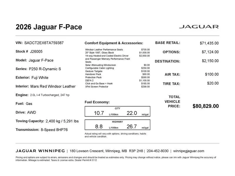 2026 Jaguar F-Pace - Image 2 of 20