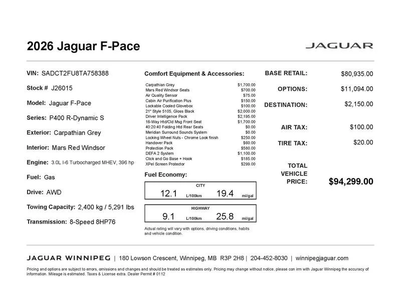 2026 Jaguar F-Pace - Image 2 of 20