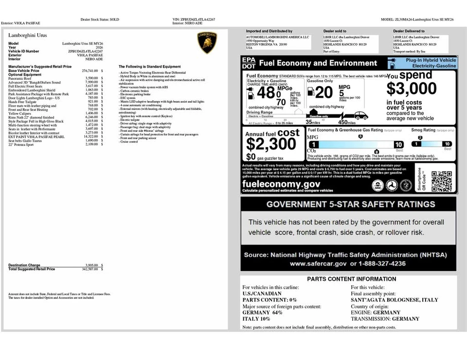 2026 Lamborghini Urus SE - Image 6 of 31