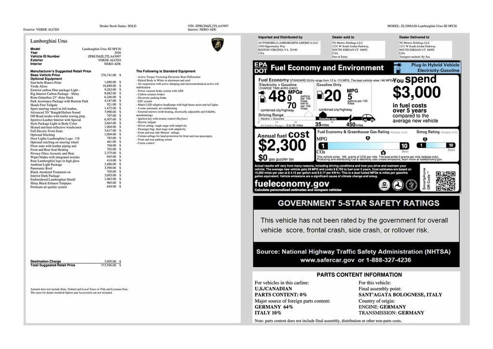 2026 Lamborghini Urus SE - Image 2 of 31
