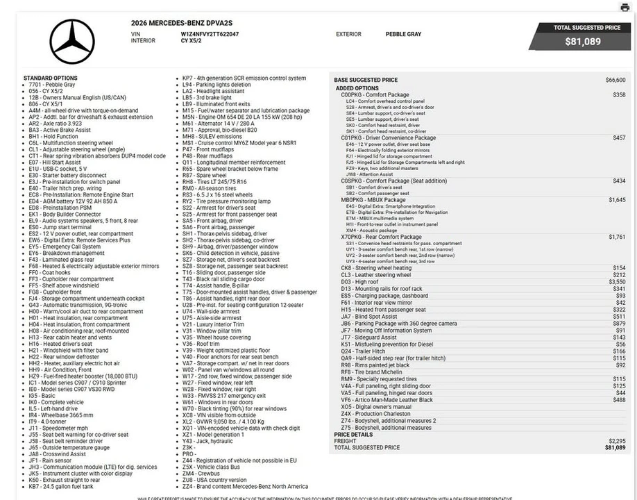 2026 Mercedes-Benz VS30 Sprinter - Image 16 of 16