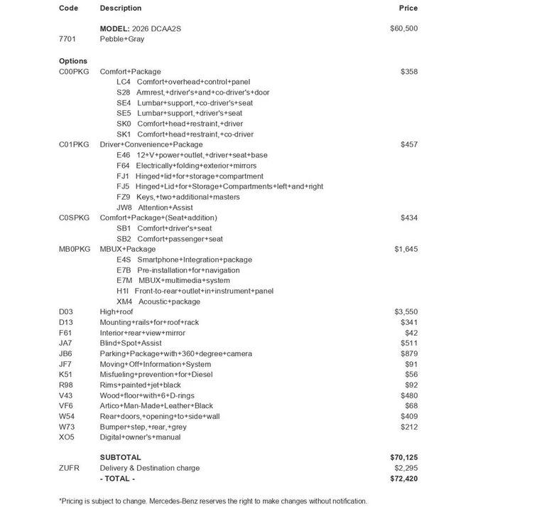 2026 Mercedes-Benz VS30 Sprinter - Image 20 of 20