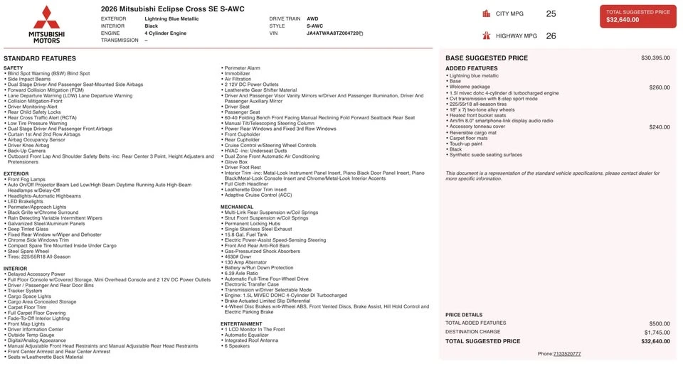 2026 Mitsubishi Eclipse Cross - Image 5 of 20