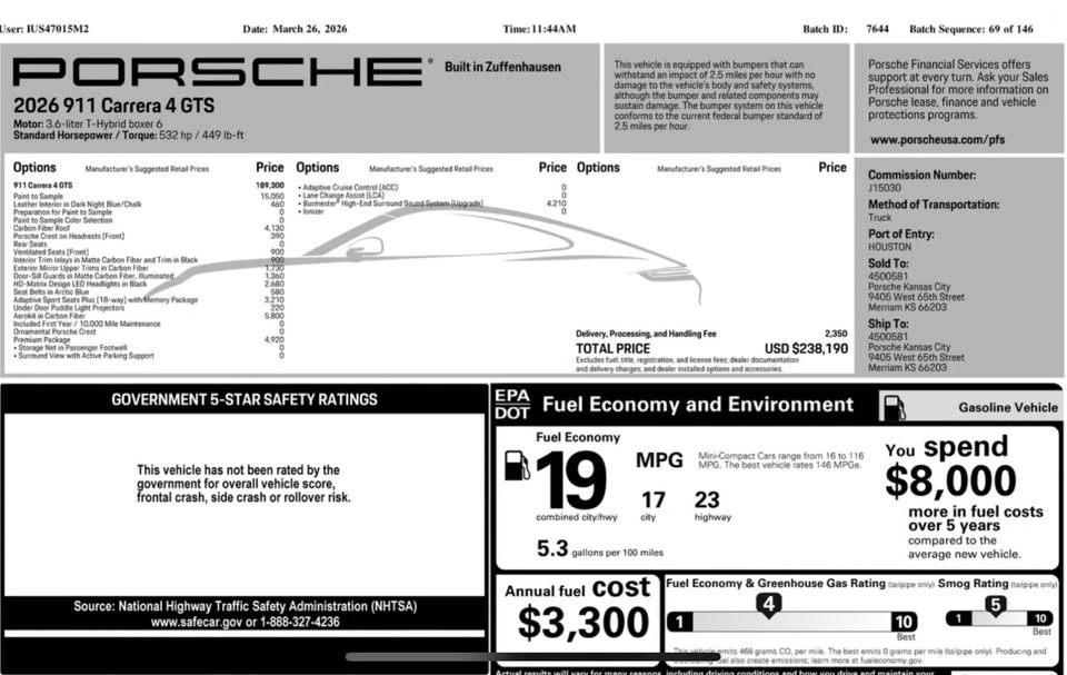 2026 Porsche 992 Carrera GTS - Image 11 of 11