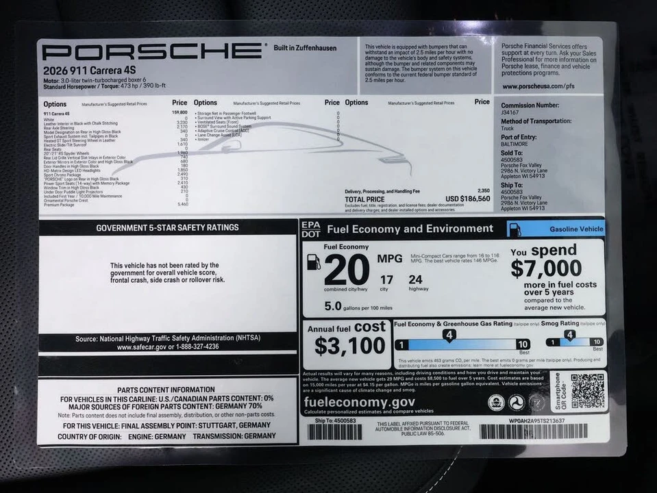 2026 Porsche 992 Carrera 4S - Image 25 of 25