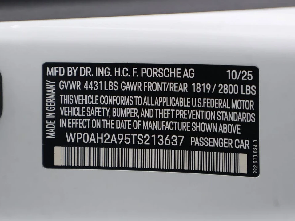 2026 Porsche 992 Carrera 4S - Image 24 of 25