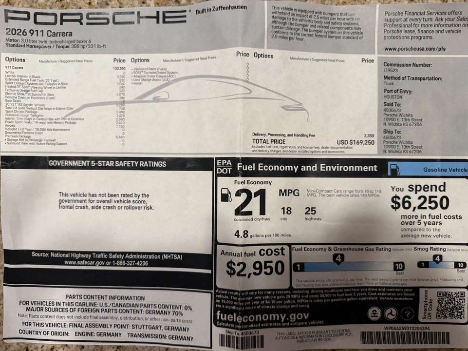 2026 Porsche 992 Carrera - Image 8 of 10