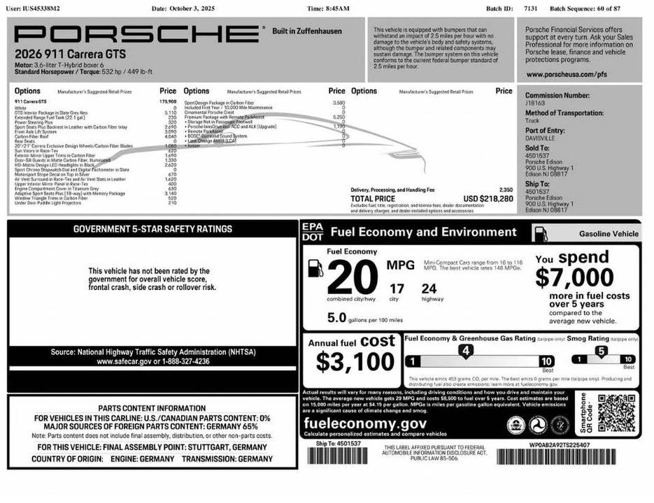 2026 Porsche 992 Carrera GTS - Image 20 of 20