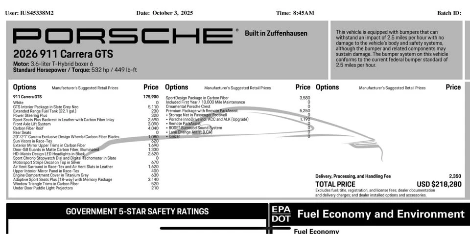 2026 Porsche 992 Carrera GTS - Image 2 of 20