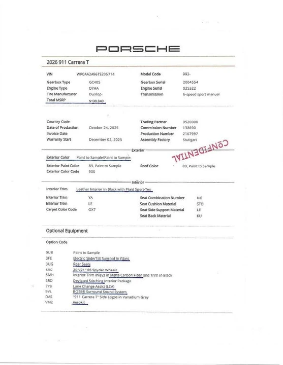 2026 Porsche 992 Carrera T - Image 25 of 31