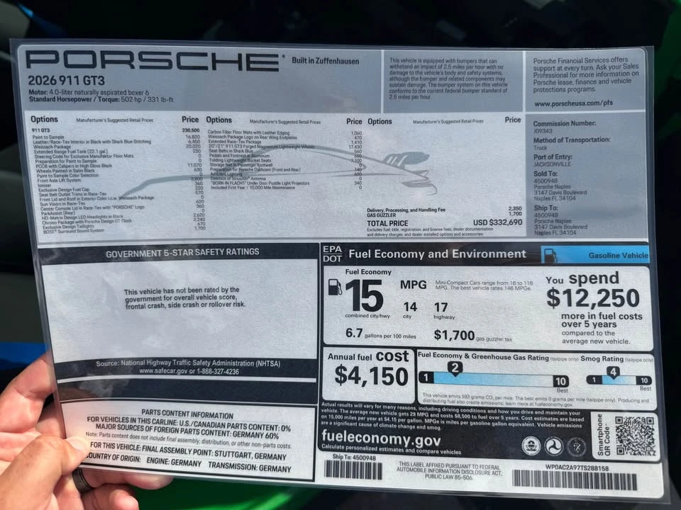 2026 Porsche 992 GT3 - Image 5 of 10