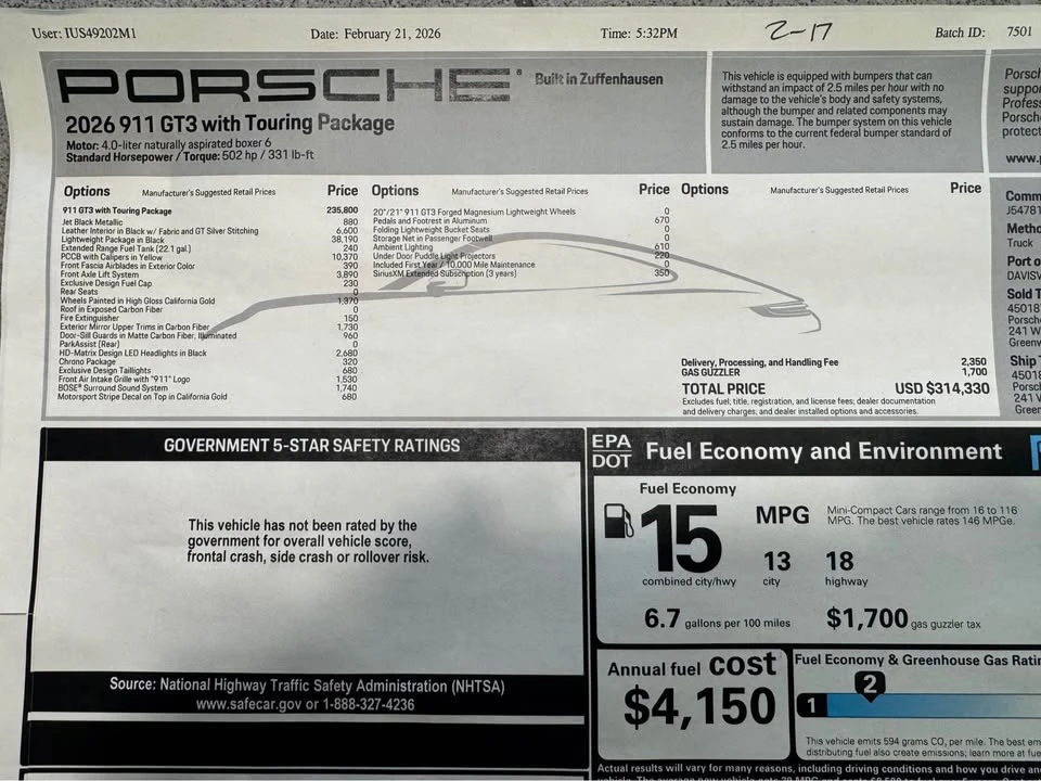 2026 Porsche 992 GT3 - Image 2 of 11