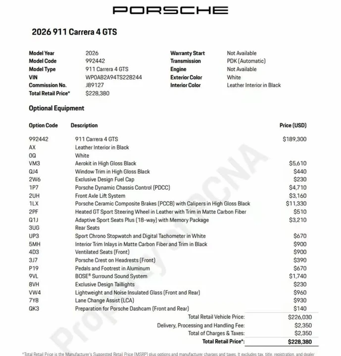 2026 Porsche 992 Carrera - Image 8 of 8