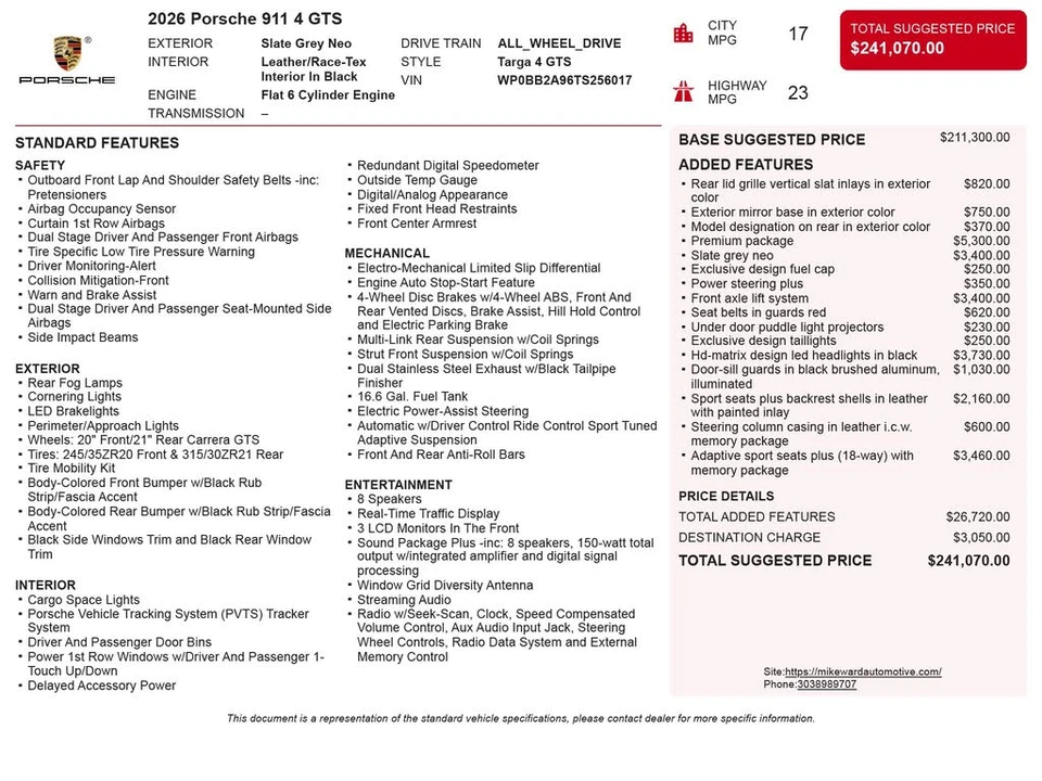 2026 Porsche 992 Targa 4 GTS - Image 6 of 31
